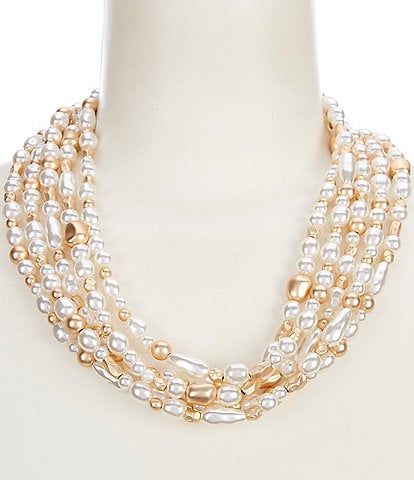 Southern Living Multi Shape Pearl & Bead Short Multi-Strand Necklace