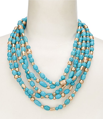 Southern Living Turquoise Beaded Short Multi Strand Necklace
