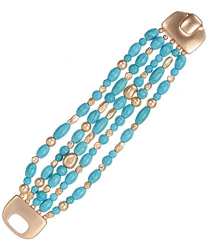 Southern Living Multi Shape Turquoise Bead Multi Row Line Bracelet