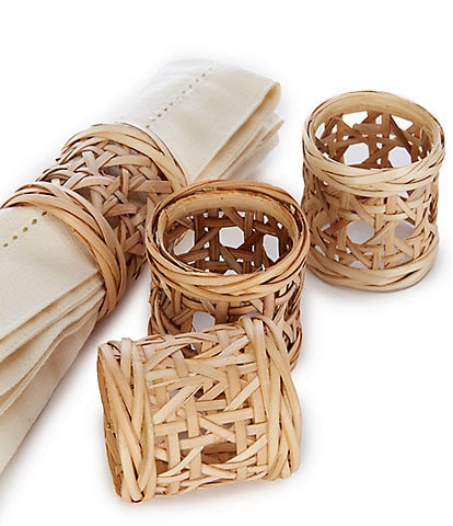 Southern Living Natural Cane Napkin Rings, Set of 4
