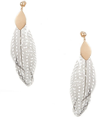 Southern Living Navette Dotted Feather Drop Earrings