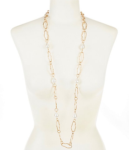 Southern Living Organic Pearl Textured Link Long Strand Necklace
