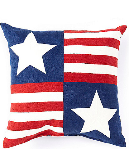 Southern Living Outdoor Living Collection Embroidered Americana Indoor/Outdoor Pillow