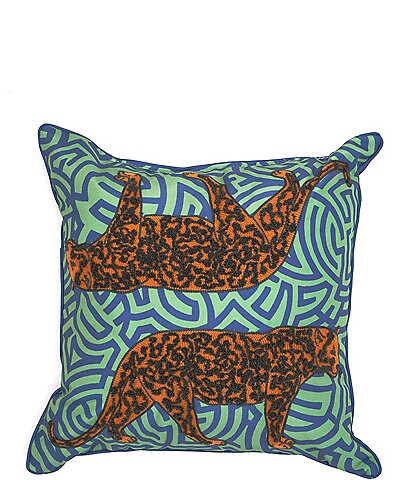 Southern Living Outdoor Living Collection Embroidered Leopard Indoor/Outdoor Throw Pillow