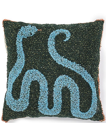 Southern Living Outdoor Living Collection Embroidered Snake Print Hoop Indoor/Outdoor Throw Pillow