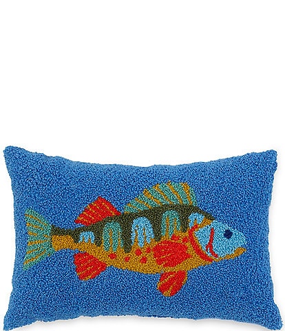 Southern Living Outdoor Living Collection Fish Hoop Embroidery Indoor/Outdoor Pillow