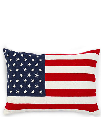 Southern Living Outdoor Living Collection Flag Embroidery Indoor/Outdoor Reversible Pillow