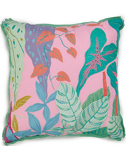 Southern Living Outdoor Living Collection Indoor/Outdoor Tropical Embroidered Square Pillow