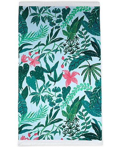 Southern Living Outdoor Living Collection Tropical Foliage Green Printed Beach Towel
