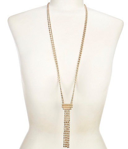 Southern Living Oval Bead Chain Tassel Drop Long Pendant Necklace