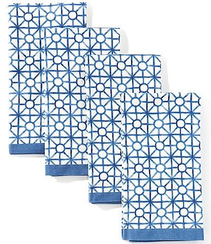 Southern Living Pagoda Blue Cane Print Napkins, Set of 4