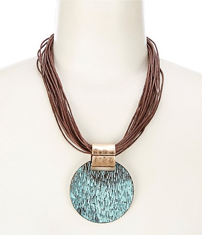 Southern Living Patina Disk Collar Necklace