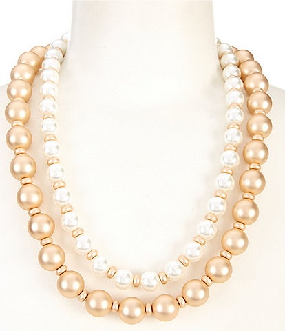 Southern Living Pearl & Bead Two Row Collar Necklace