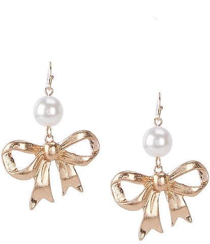 Southern Living Pearl and Bow Drop Earrings