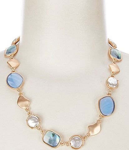 Southern Living Pearl Fancy Stone Collar Necklace