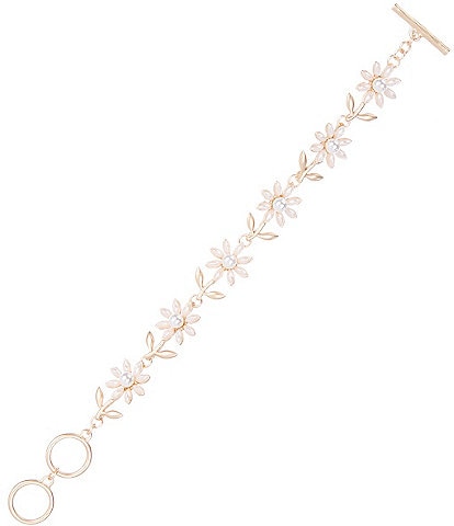 Southern Living Pearl Flower Metal Line Bracelet