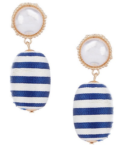 Southern Living Pearl Thread Wrap Ball Post Drop Earrings