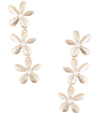 Southern Living Pearl Triple Flower Drop Earrings