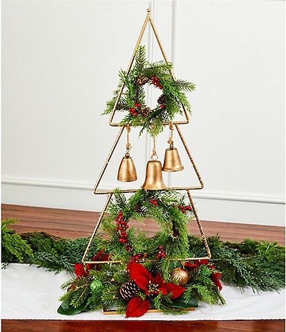 Southern Living Plaid Tidings Collection Adorned Metal Frame Tree Pre-Lit Tabletop Decor