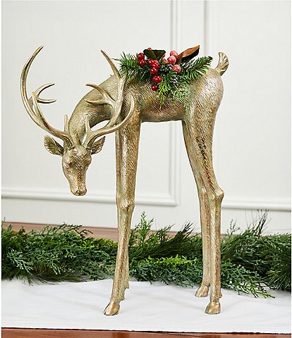 Southern Living Plaid Tidings Collection Greenery Accent Standing Deer Tabletop Figurine