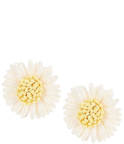 Southern Living Raffia Daisy Flower Stud Earrings