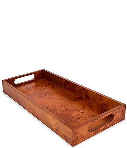 Southern Living Rectangular Burl Serving Wood Tray with Handles