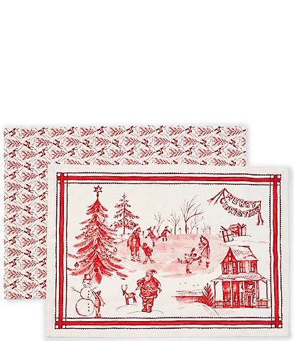 Southern Living Red Christmas Toile Collection Placemats, Set of 2