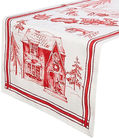 Southern Living Red Christmas Toile Collection Runner, 72"