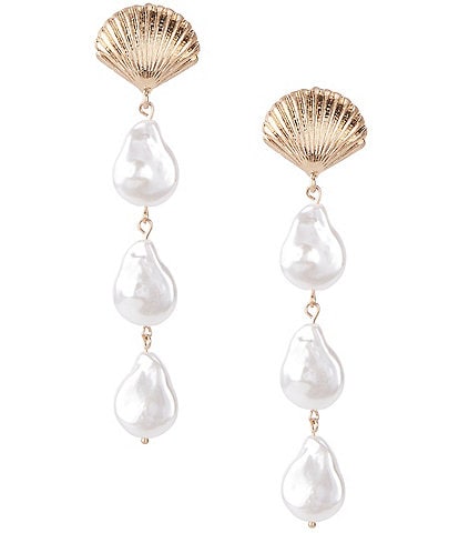Southern Living Seashell Pearl Linear Earrings
