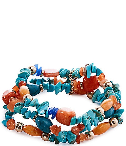 Southern Living Semi Precious Beaded Stretch Bracelet Set