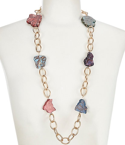 Southern Living Semi Precious Chain Long Strand Necklace