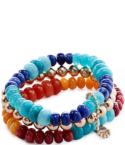 Southern Living Semi Precious Color Block Beaded Stretch Bracelet Set