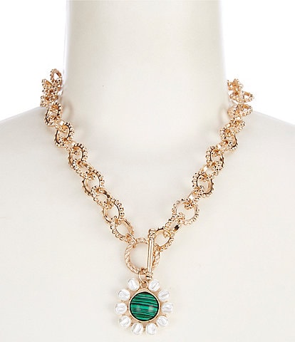 Southern Living Semi Precious Stone and Pearl Short Pendant Necklace