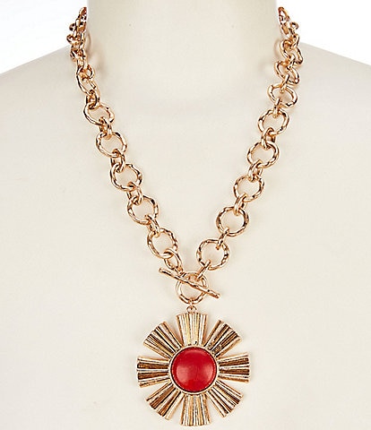 Southern Living Semi Precious Stone Burst Short Pendant Necklace