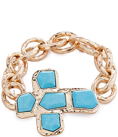 Southern Living Semi Precious Stone Cross Link Stretch Bracelet
