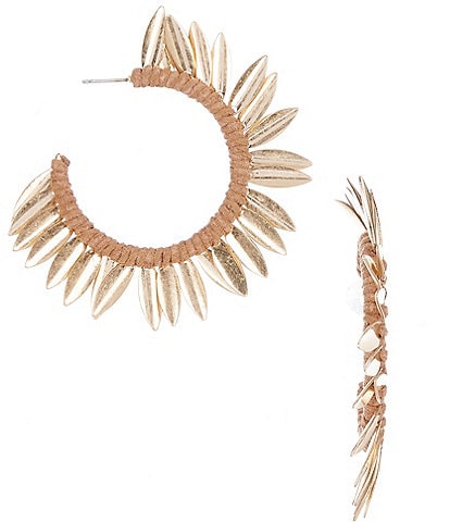 Southern Living Sequin Fringe Thread Wrapped Hoop Earrings