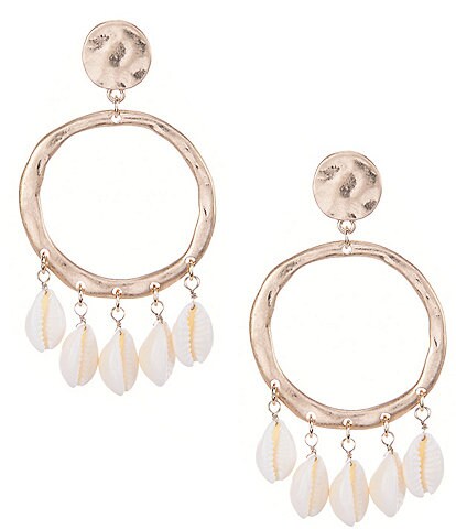 Southern Living Shell Charms Open Hoop Earrings