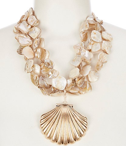 Southern Living Shell Statement Short Pendant Necklace