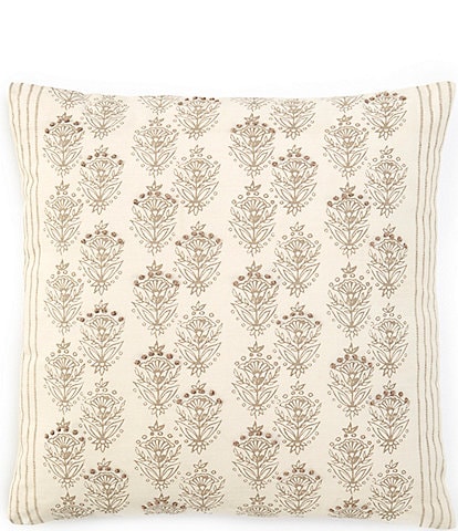 Southern Living Simplicity Collection Block Print Floral & Stripe Square Pillow