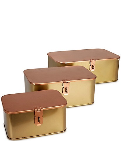 Southern Living Simplicity Collection Brass & Copper Finished Hinged Decorative Box