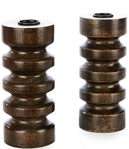 Southern Living Simplicity Collection Mango Wood Candle Holder, Set of 2