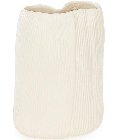 Southern Living Simplicity Collection Matte Cream Concave Organic Shape Fluted Vase