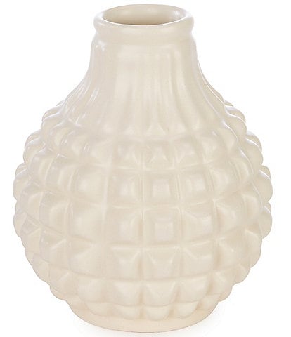 Southern Living Simplicity Collection Matte Cream Faceted Teardrop-Shape Bud Vase