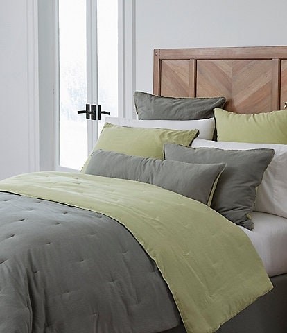 Southern Living Simplicity Duo Cotton & Linen Fringed Reversible Comforter