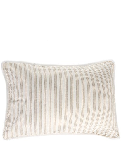 Southern Living Simplicity Duo Cotton & Linen Solid & Striped Fringed Reversible Sham
