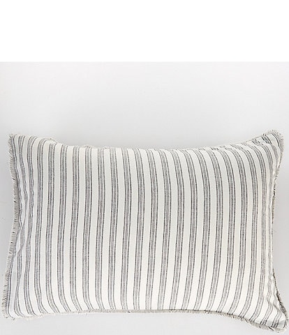 Southern Living Simplicity Duo Cotton & Linen Solid & Striped Fringed Reversible Sham