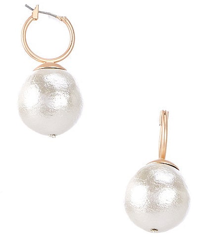 Southern Living Small Hoop Cotton Pearl Drop Earrings