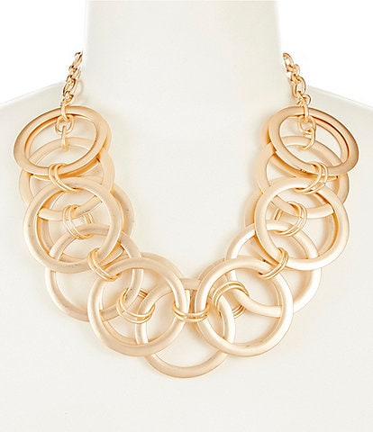 Southern Living Smooth Round Double Link Frontal Statement Collar Necklace