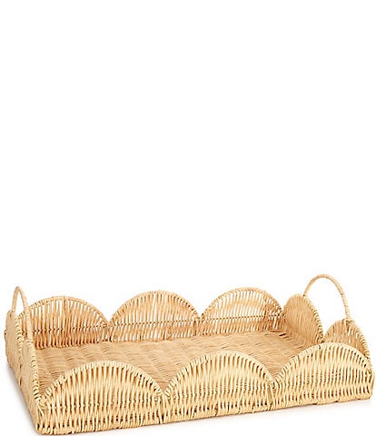 Southern Living Spring Collection Scalloped Rattan Decorative Tray