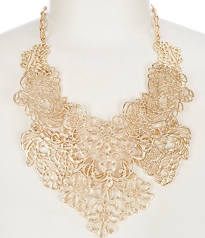 Southern Living Spring Floral Open Metal Frontal Statement Necklace